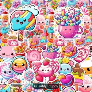 50 Colorful Candy-Themed Stickers